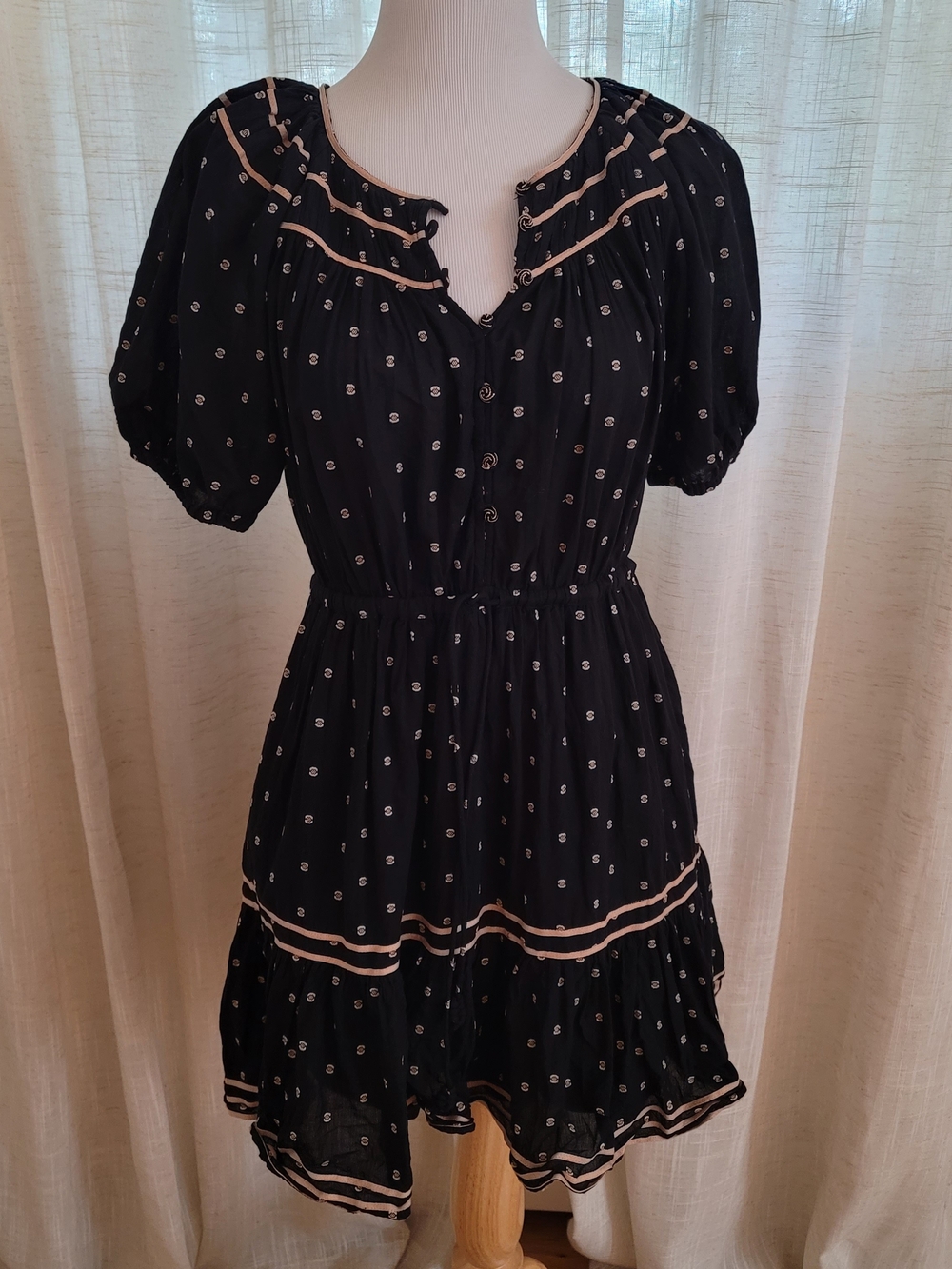 Ulla Johnson Black Cream Polka Dots Dress Size 4 Pre-owned